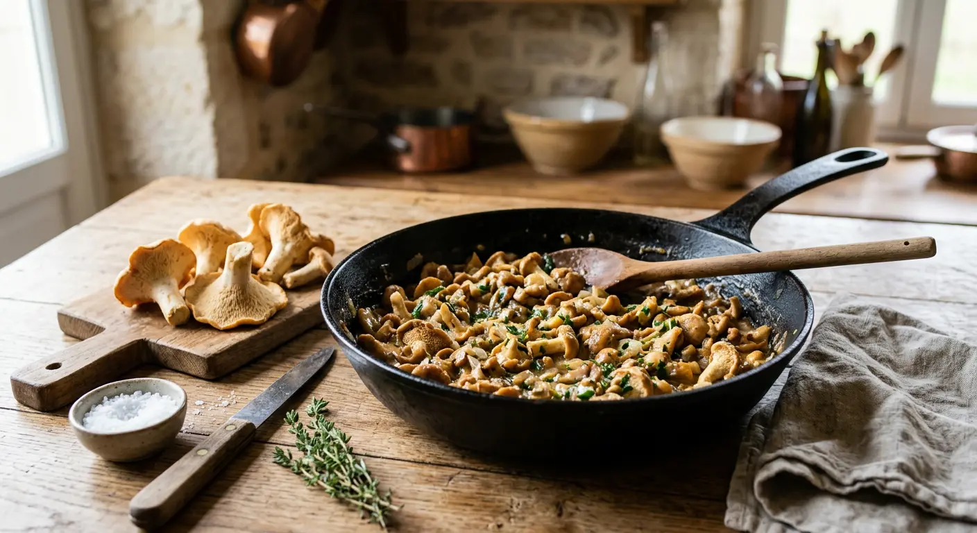 Fricassée de pieds de mouton à la crème et aux échalotes dans une cocotte